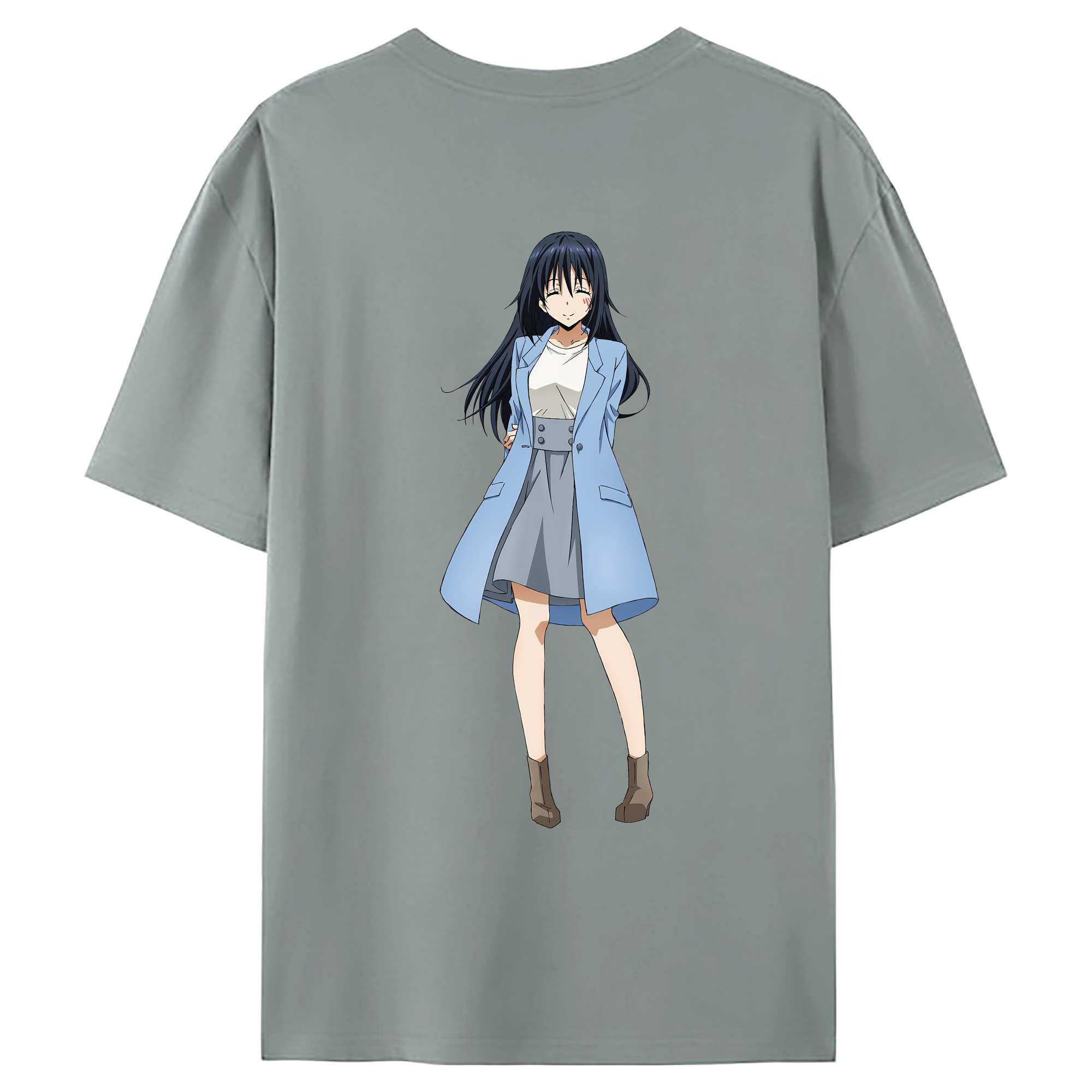 （画像用） 転スラ Regarding Reincarnated to Slime 綿100％ メンズ半袖Tシャツ（バックプリント） 通気性